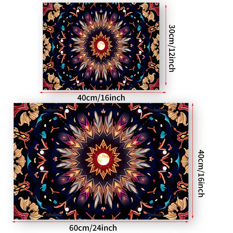 قطعة واحدة من نسيج الحائط بوهو ماندالا مع تصميم القمر لديكور الغرفة البوهيمية