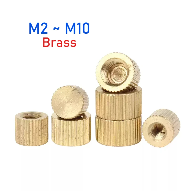 M2 M2.5 M3 M4 M5 M6 M8 M10 Brass Small Head Knurled Thumb Nut Flat Head Blind Hand Tighten Nuts