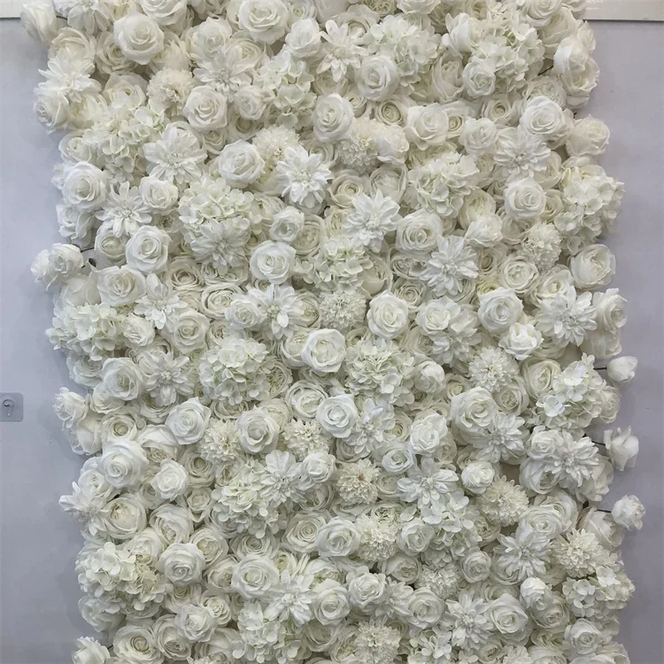 8*8 ft RG-472 Flowers Wall Wedding Decor Backdrop White Roll Up Curtain for Event Decoration