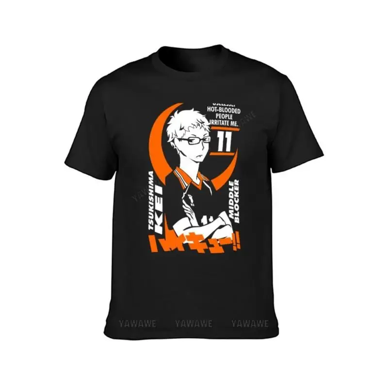 men t-shirts boys white black tops Tsukishima Kei - Haikyuu!! Middle Blocker T-Shirt vintage clothes mens t shirts