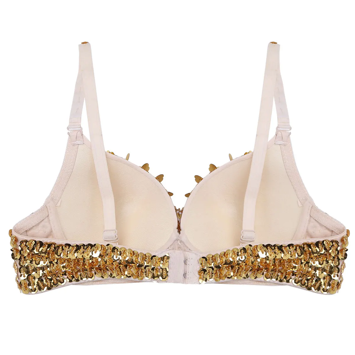 Womens Bra Top for Belly Dancing Sparkle Sequin Beading Padded Bra Top Belly Dance Tops Performance Costumes Rave Party Clubwear