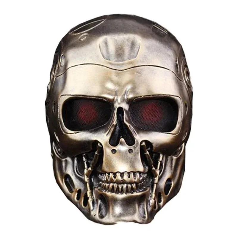 DY20Terminator Masker Halloween Masker Tengkorak Masker Rumah Hantu Dekorasi Alat Peraga Terminator Cosplay Masker CS Pelindung Wajah Penuh