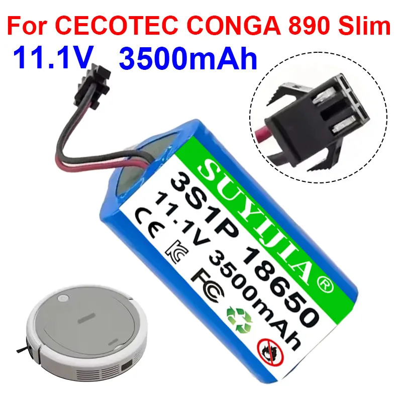 High-quality 3500mAh Replacement Battery for Lefant M501A,CECOTEC CONGA 890 Slim,CONGA Slim Wet Robotic Vacuum Cleaner Battery