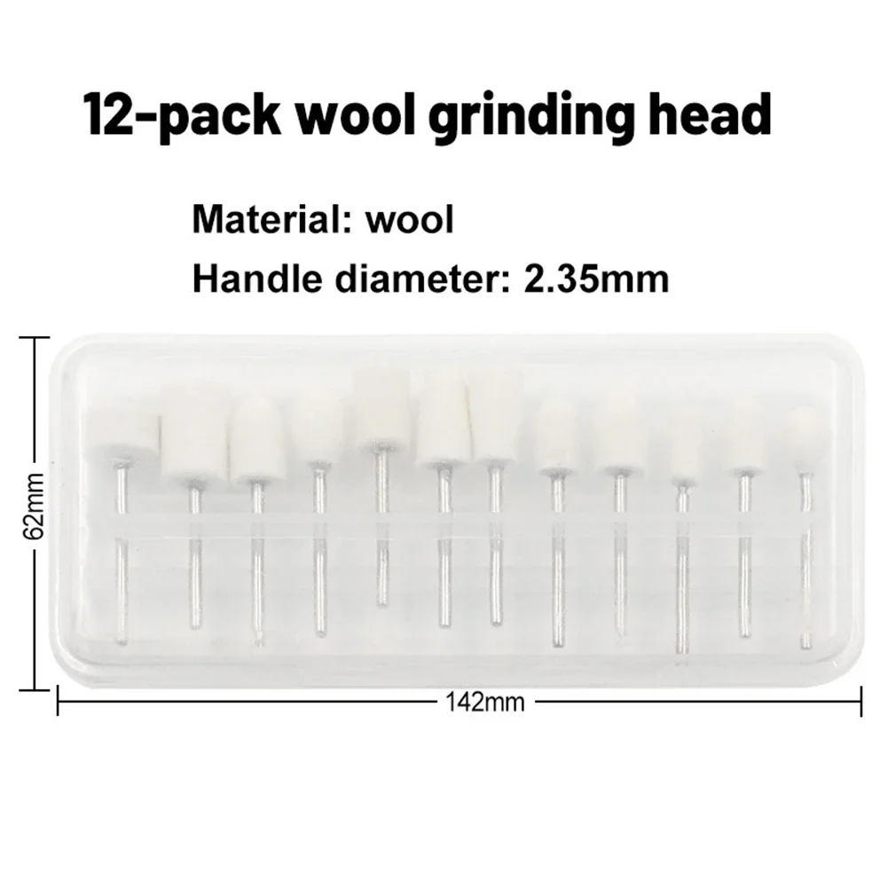 Home Garden Polishing Wheels Grinding Head 12Pcs Set Wool Smooth 2.35mm Rotary Tool Accessories Polishing Buffing
