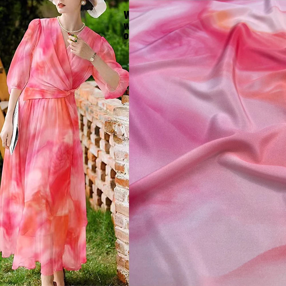 

CISULI Printed Silk Stretch Crepe Fabric,18momme,Width 140cm,100% Pure Silk Material,Cloth or Shirt and Dresses