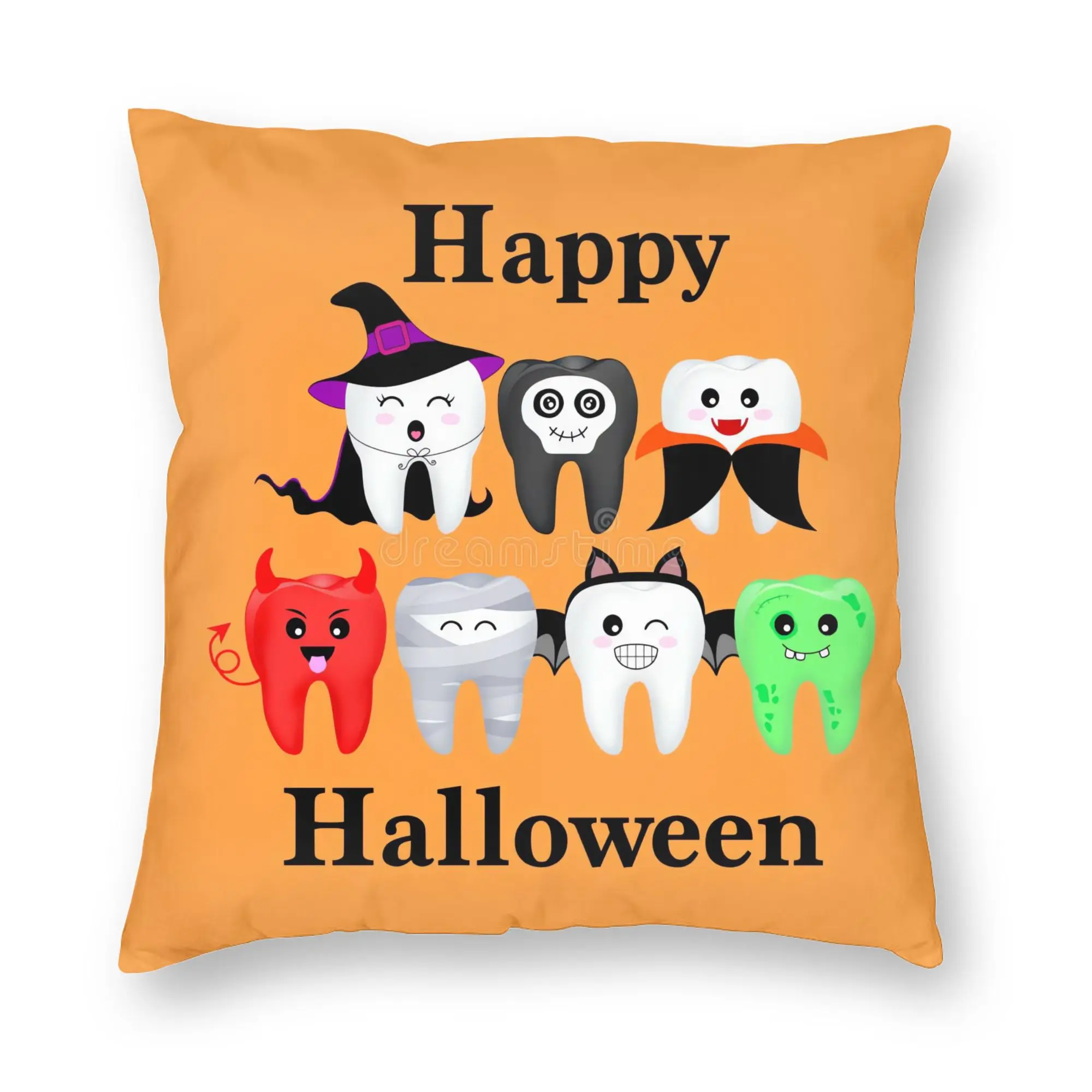 Cartoon spooky tooth Halloween Pillow Cover  Vintage Pillow Case For Office Car Home Decor Comfy Pillowcases Birthday Present