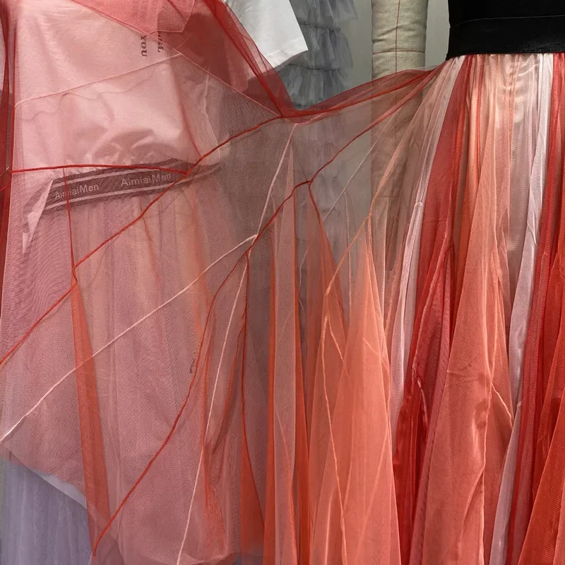 New  big swing dancing flame color matching veil high end heavy skirts umbrella skirt