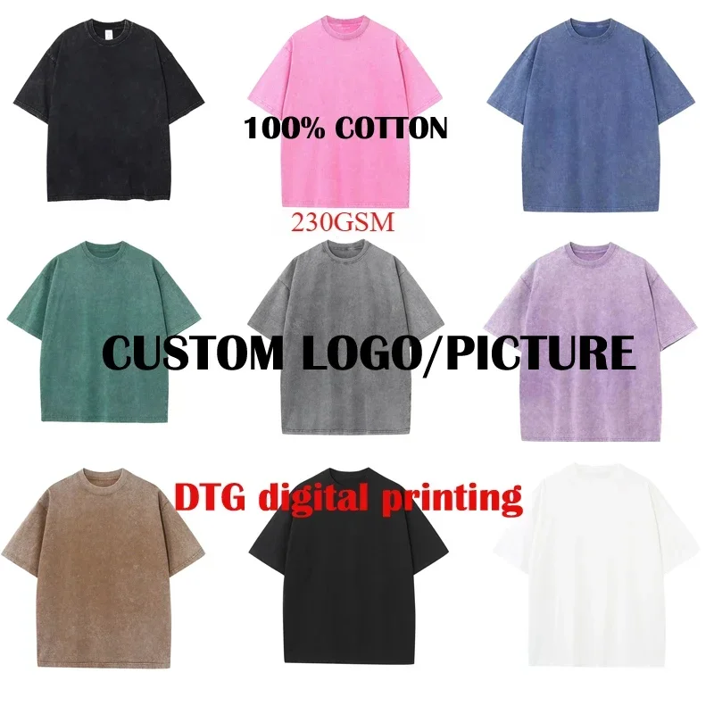 

Anime Acid Tshirt Retro Vintage Custom Logo DIY Tees Washed T-shirt Men Graphic Harajuku Casual Short Sleeve T Shirt Tops Unisex