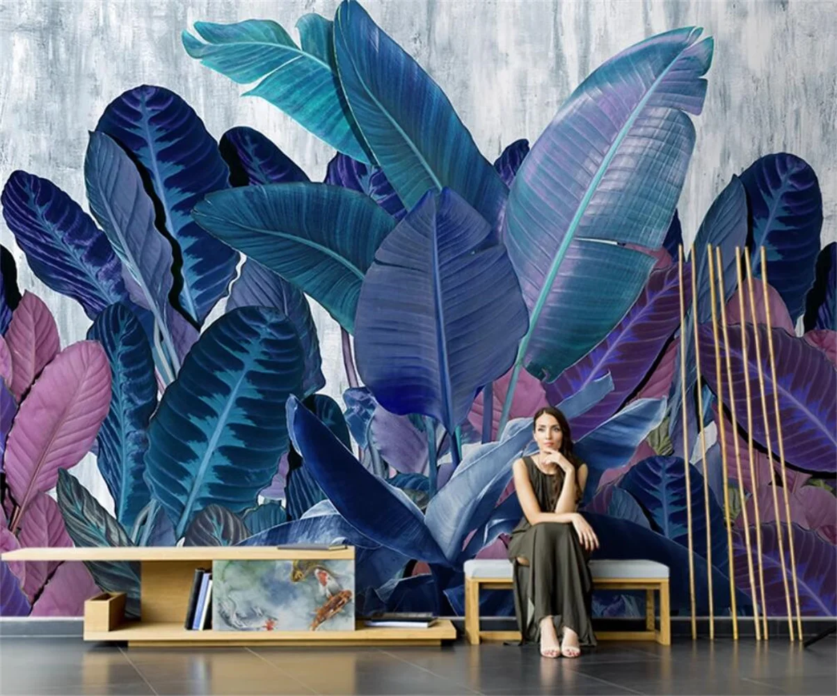Custom Tropical Rainforest Wallpaper Southeast Asia Green Plant Flower Mural for Restaurant Hotel Cafe Customizable Wall Decor