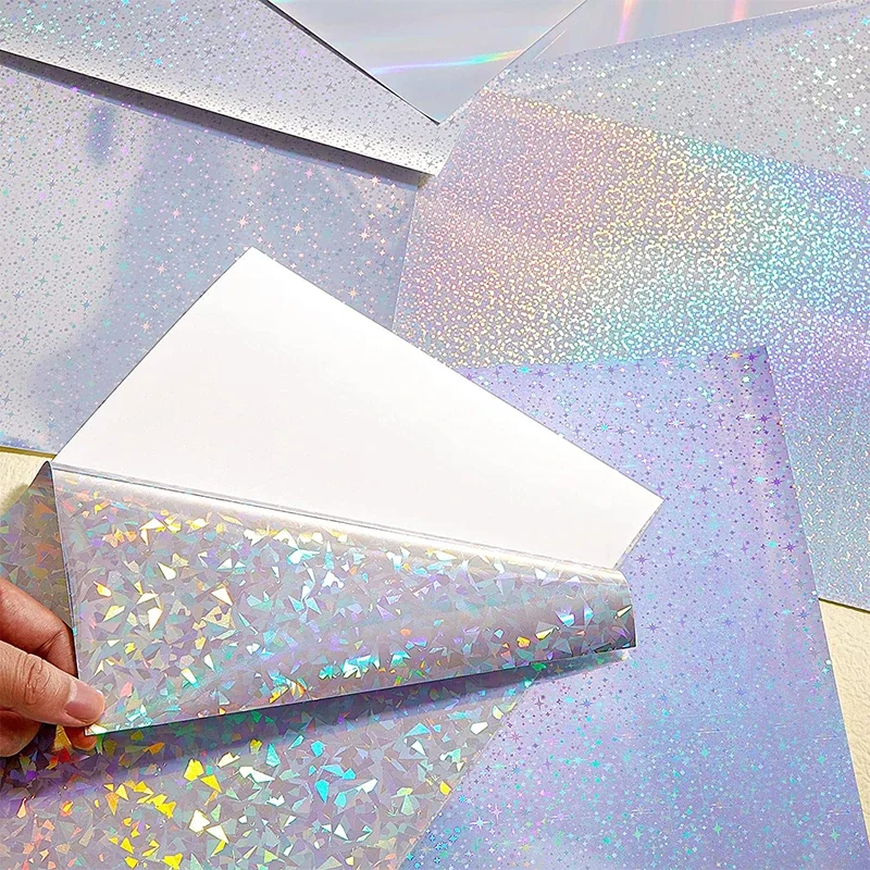 

50 шт., виниловая наклейка с лазерным ромбовидным узором, водостойкая бумага для струйной печати, самоклеящийся лист для скрапбукинга, наклейки на бампер