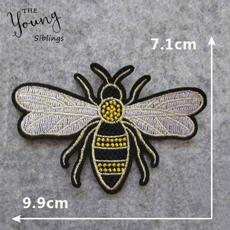 Sewing Clothes Patch High Quality Iron On Embroidery Patches Hotfix Applique Motifs Sew On Garment Stickers Crown Bee New