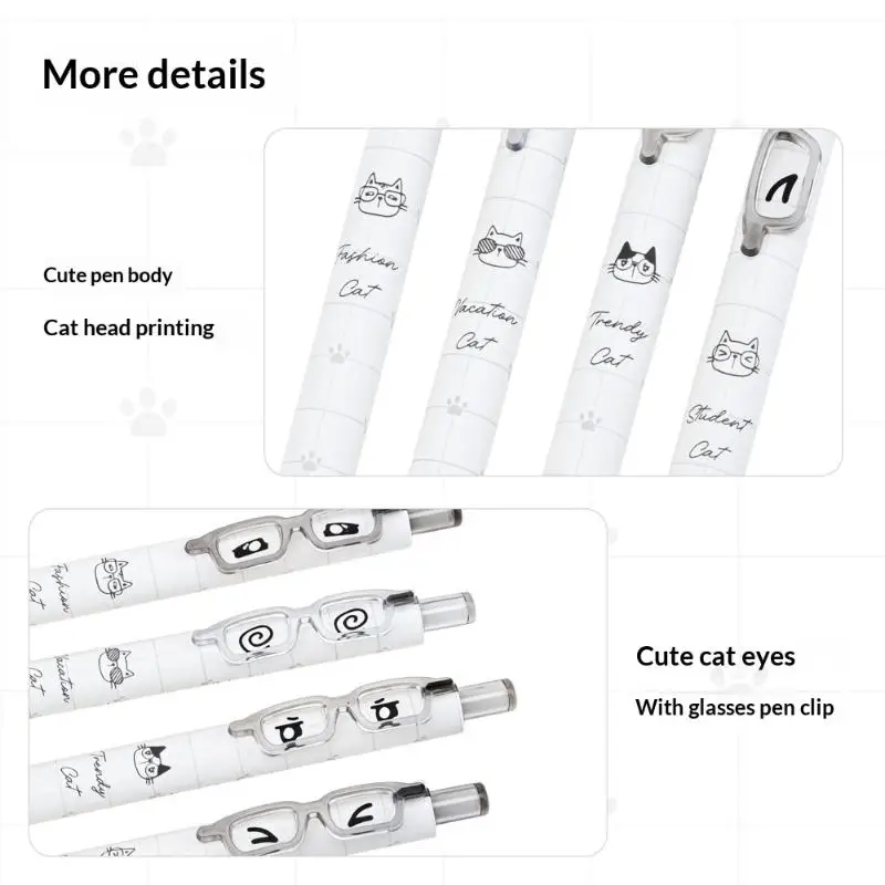 4 Pcs Cat Eye Neutral Pens Smooth Tip Creative Pen Holder for School Office Journaling Note Taking Supplies