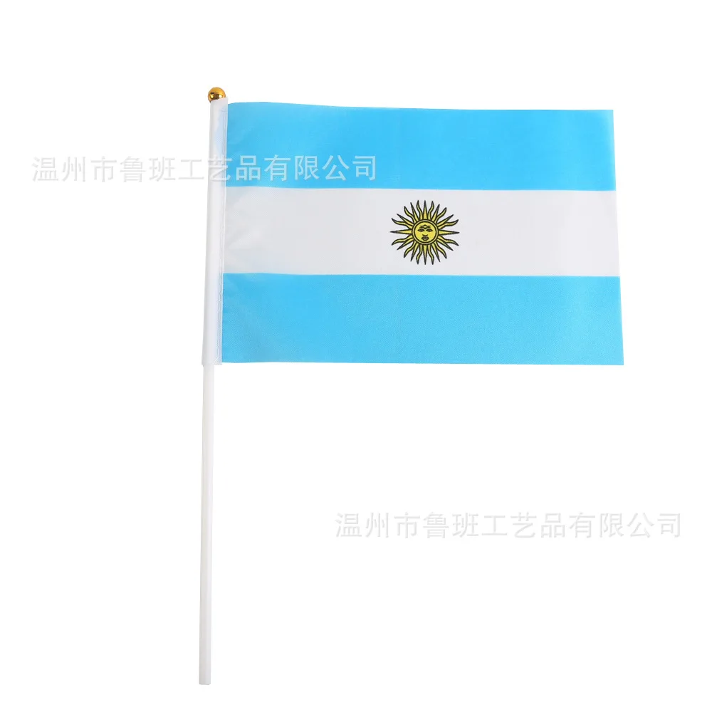 （TIKI FLAG）Argentina hand flag 14x21cm Polyester Fade-Resistance Argentina Hand Waving Flag with Plastic Flagpole for Events