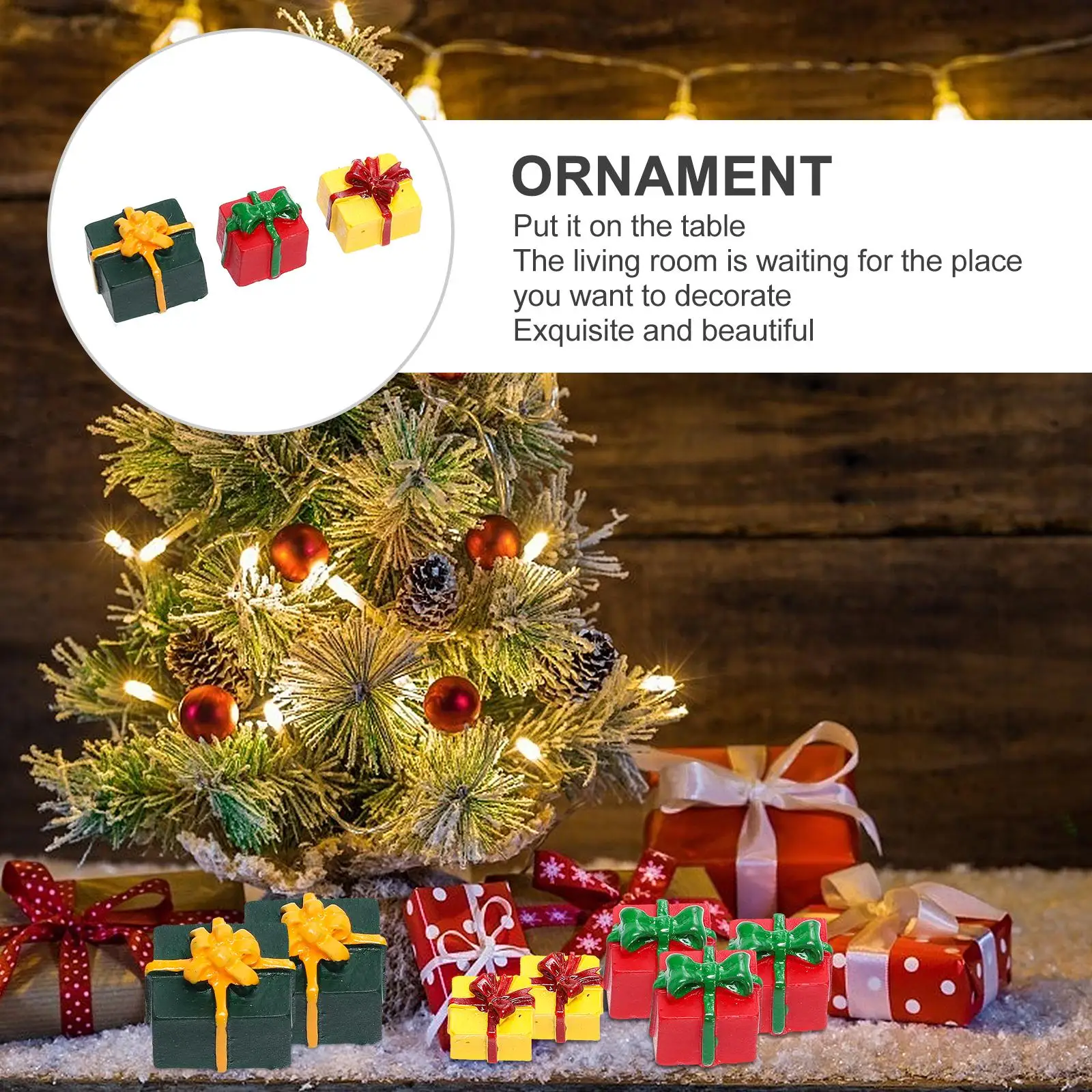 Coffret cadeau en résine, couleurs vives, décor de noël, chambre à coucher, salon, voiture, artisanat, Figurines miniatures, jouets