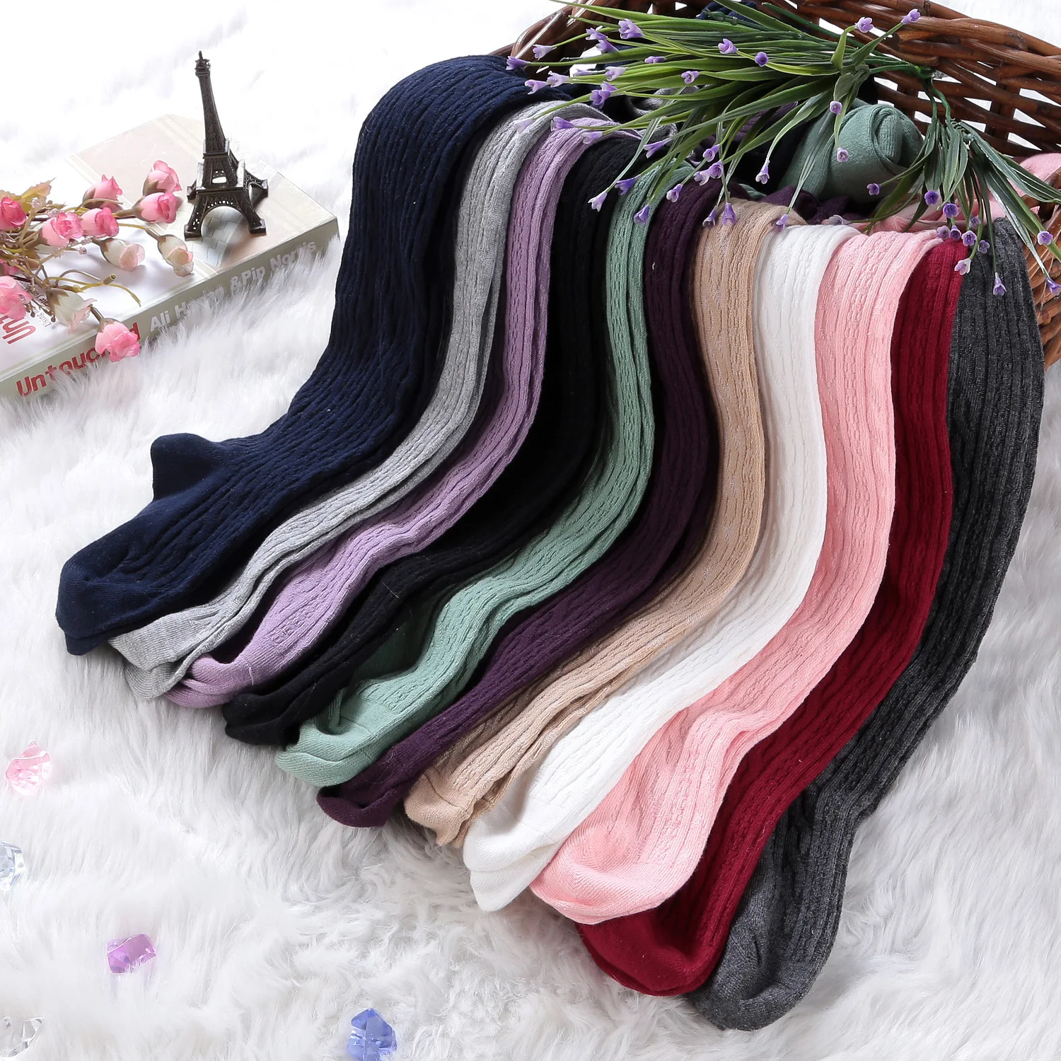 Baby Girls Tights Cable Knit Leggings Stockings Cotton Pantyhose Infants Toddlers 2-8T Girls Warm Winter Pant