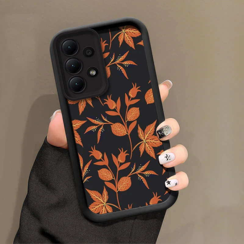 A07 リーフ柄スマホケース Samsung Galaxy A06 5G A05S A04E A04S A22 A12 A51 A71 A50 A30 A05用 耐衝撃 マット ソフトカバー