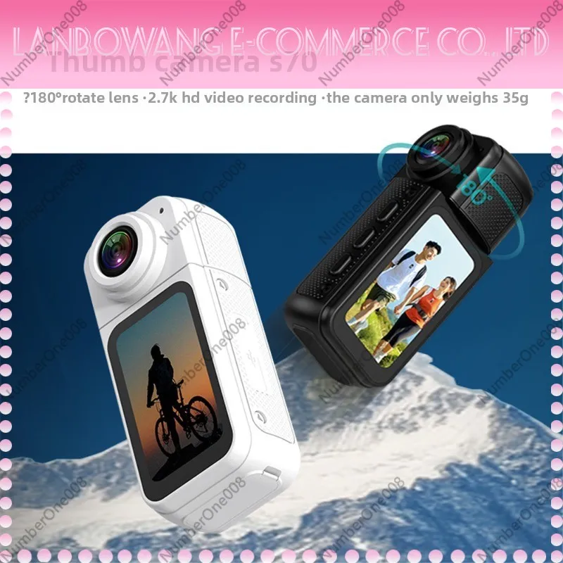 S70 2K HD Thumb Action Camera 180 Degree Rotatable Magnetic DV for Outdoor Cycling
