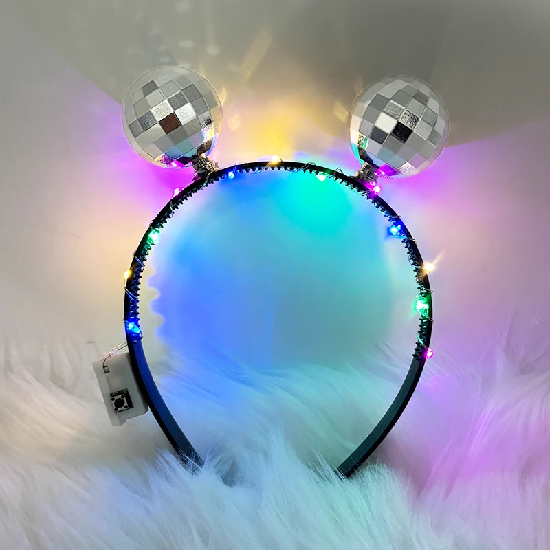 بارد LED ديسكو الكرة عقال حفلة تنكرية عيد ميلاد الحفل Led إكسسوارات الشعر Led Cyberpunk عقال للفتيات هيرباند اللعب