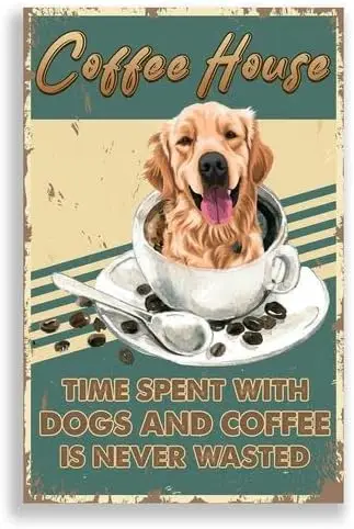 Metal Sign Coffee House Vintage Kitchen Signs Wall Decor Aluminum Signs for Home Bars Restaurants Man Cave Retro Tin