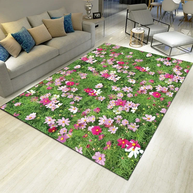 Landscape Floral Print Carpet Home Decor Living Room Rug Hallway Doormat Bedroom Bedside Mat Kitchen Bathroom Non-slip Floor Mat
