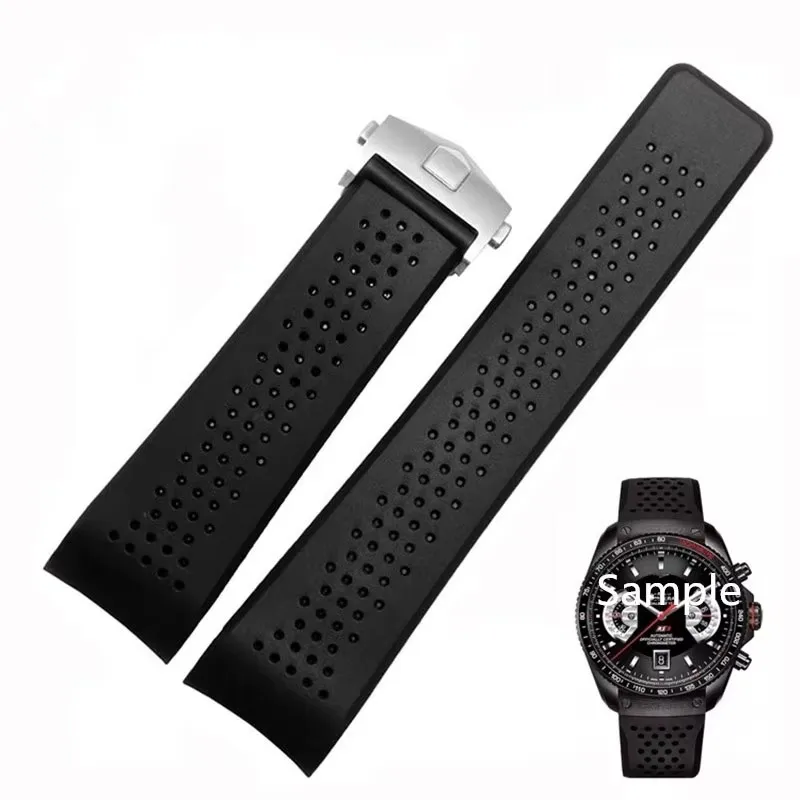 

Natural Rubber Watchband For TAG HEUER GRAND CARRERA wristband Waterproof Sport Strap Soft Silicone Watch Bracelet 22mm 24mm