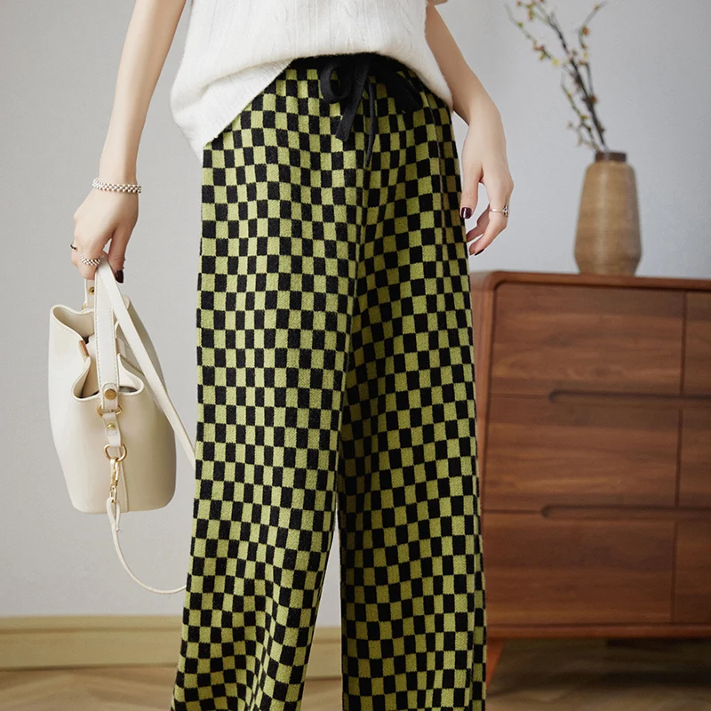 

New 100% Pure Wool Pants Women's Joker Casual Pants Design Sense Wide-Leg Pants Loose Wearing Cashmere Pants At The End