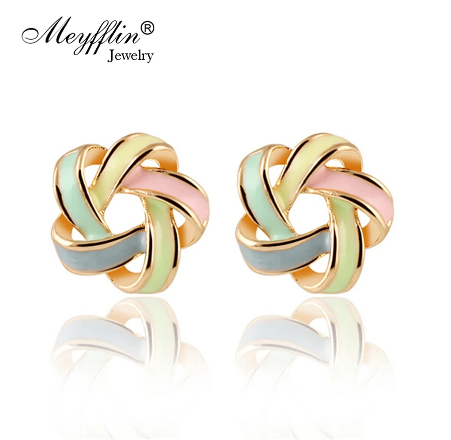 Stud Earrings for Women Brincos Fashion Pendientes Bijoux Enamel Flower Boucle D'oreille Femme Accessory Jewelry
