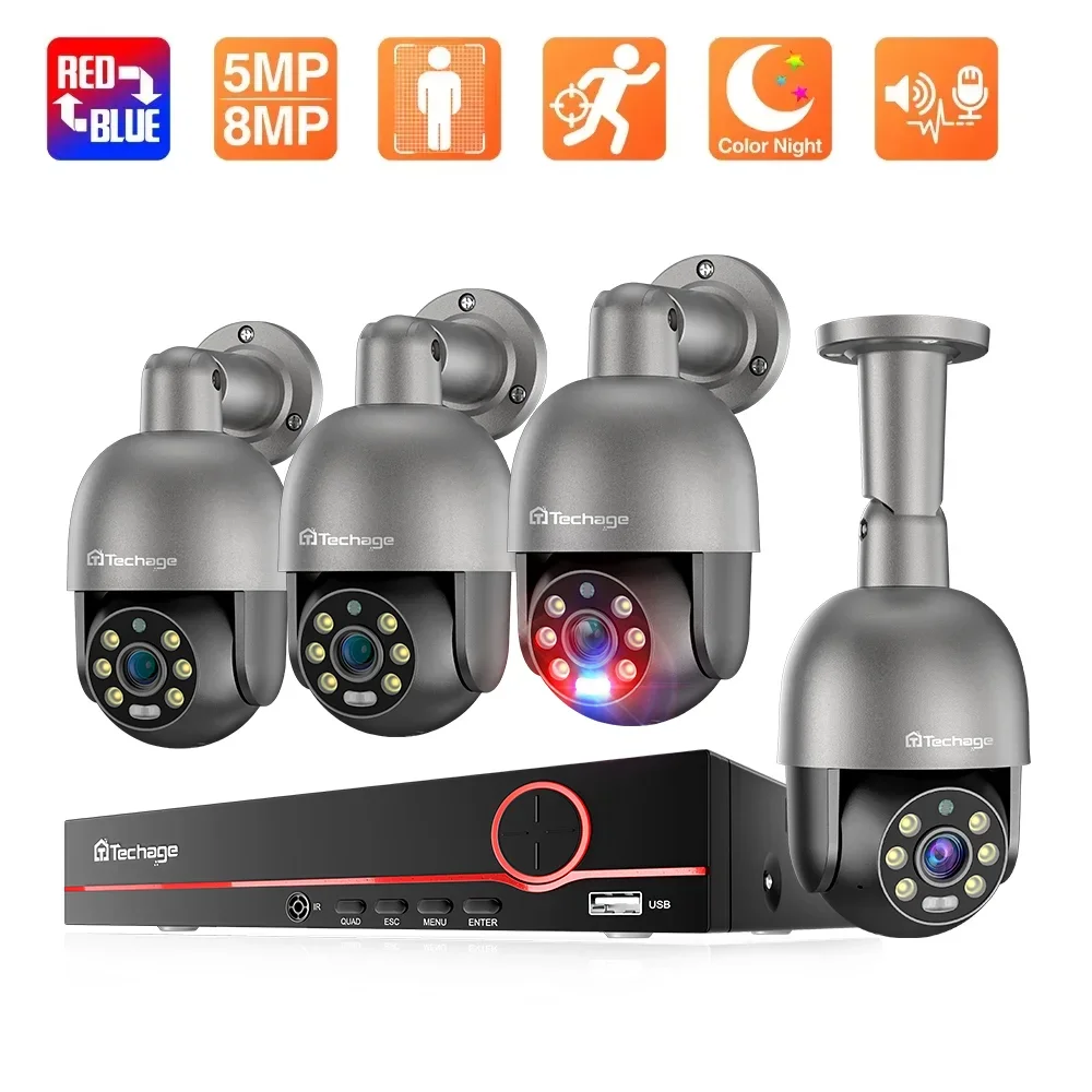 Techage HD 5MP 8MP POE Ител ogaкту sakoezhссистема sako беowieсности al aire libre H.265 8CH Сиемакмкнутоistuiyetalq trong trong trong trong sba킹킹킹킹