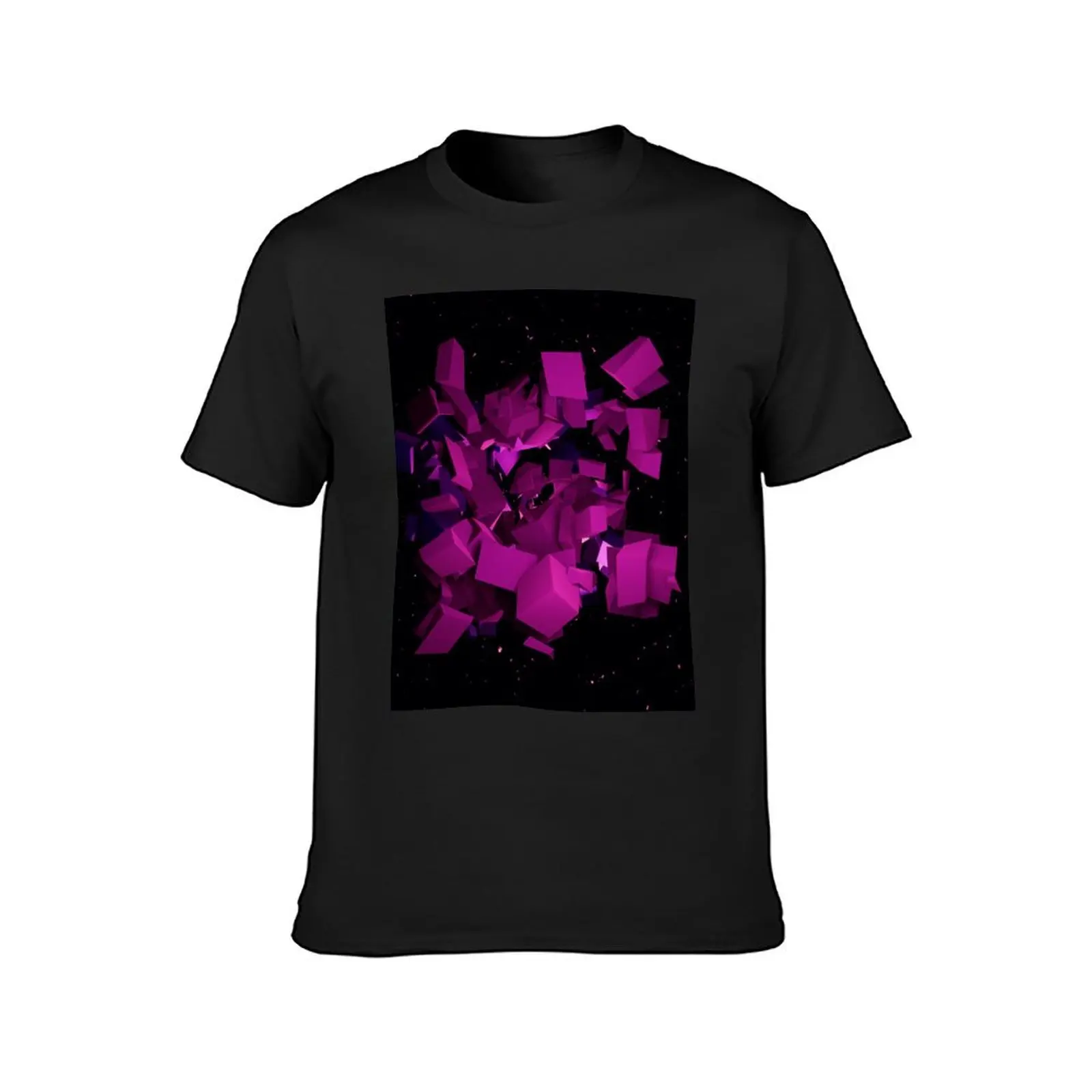 Purple Cubes Space Explosion T-Shirt aesthetic clothes plus sizes anime Men's t-shirt