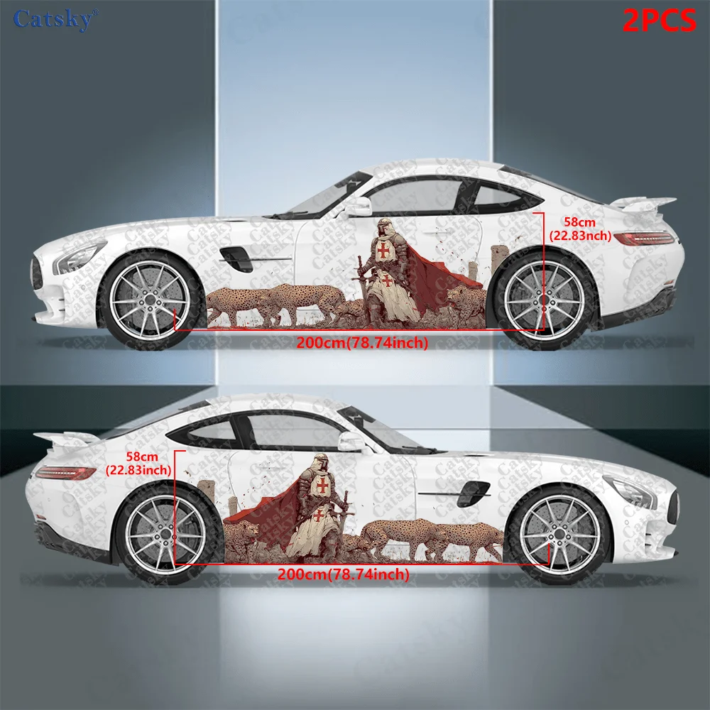 2pcs Crossed Knight and Cheetah Stickers, for Car and Truck, Durable, Fade-Resistant, Easy to Install and Remove - Enhance vehic