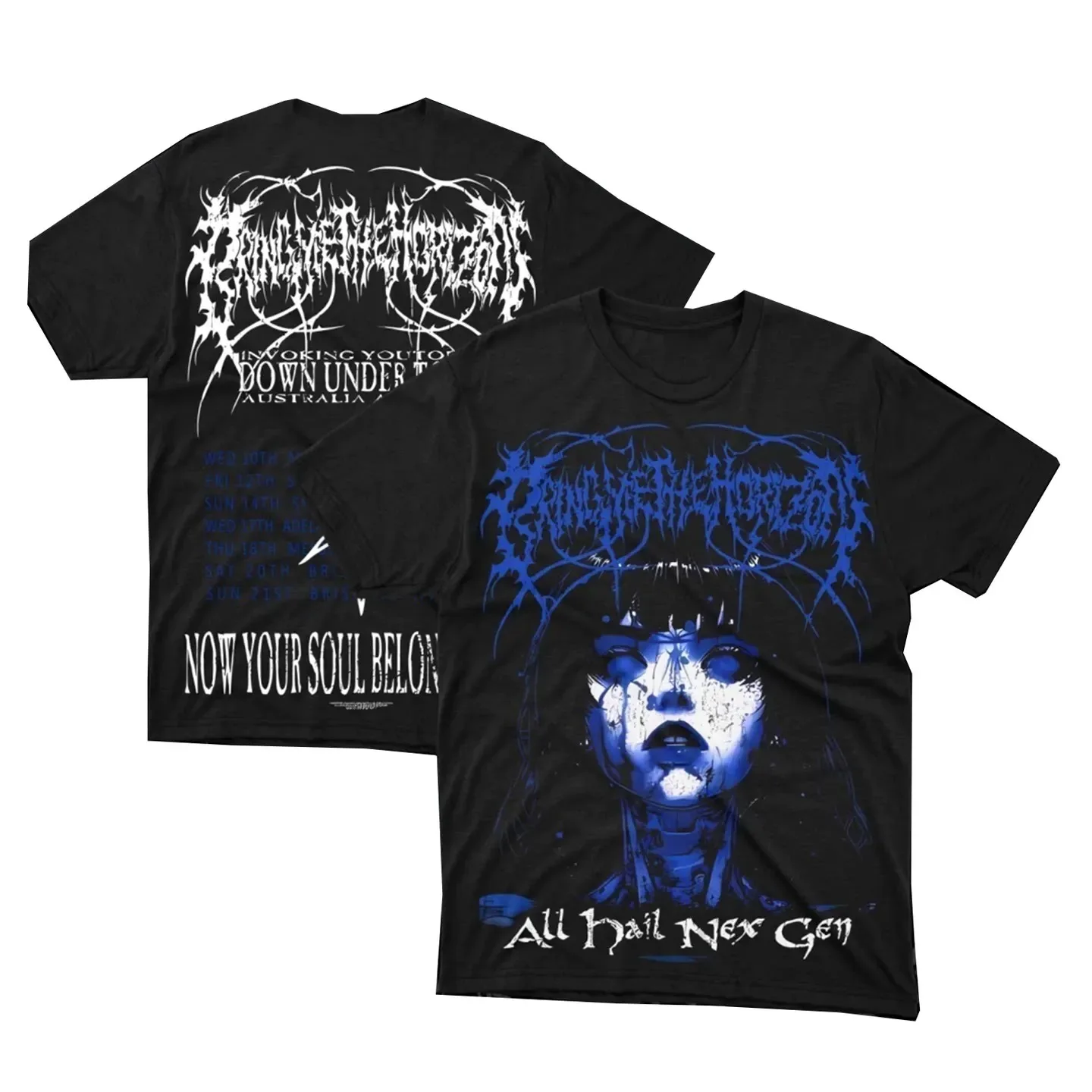 Rare Bring Me The Horizon Band Black Metal Dark Anime-style Trendy Short T-shirt Suitable for Both Men and Women