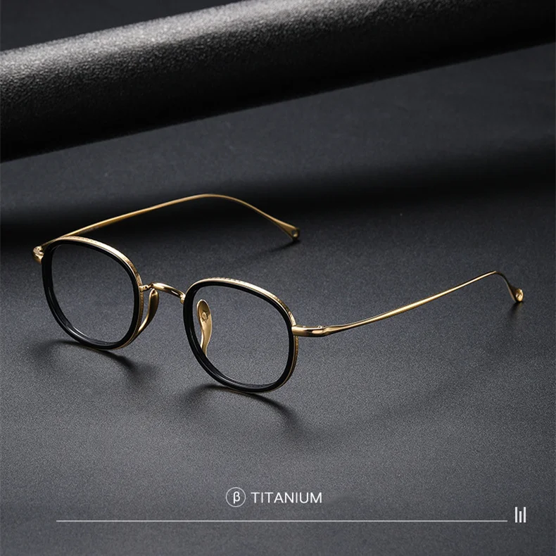 Japanese retro lightweight oval frame Titanium and acetate combination, KameManNen same design KMN7309,eyeglasses for man