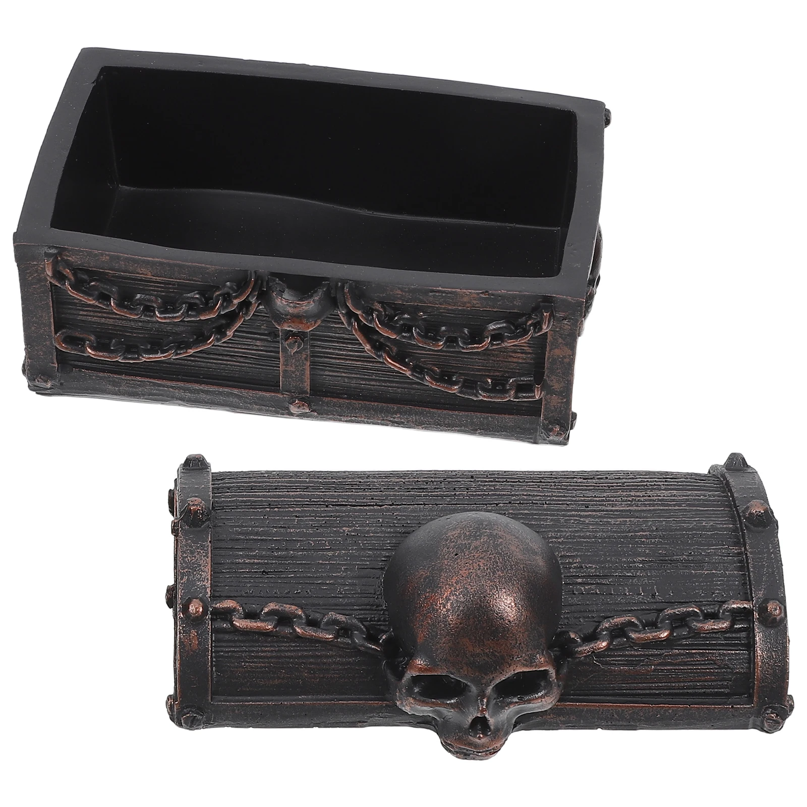 

Skull Treasure Box Retro Chest Desktop Decorative Jewelry Boxes Resin Pirate Case