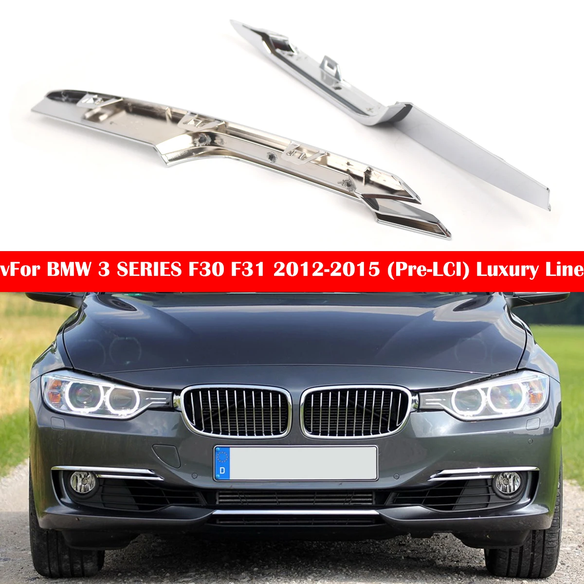 

Для BMW 3 серии F30 Luxury Line 2012-2015: левая/правая передняя противотуманная фара, хромированная накладка, молдинг 51117279697 51117279698