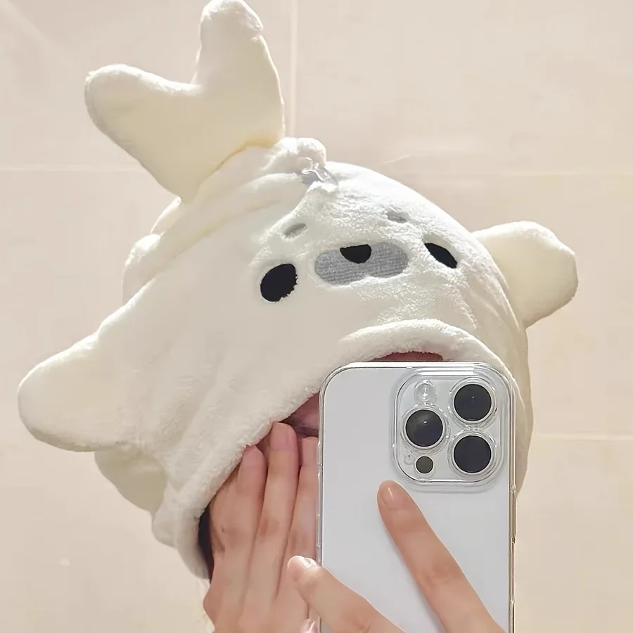 Cute Seal‑Shaped Dry Hair Cap, Coral Fleece Quick‑Dry Water‑Absorbent Hair Towel Turban, Household Hair‑Drying Wrap