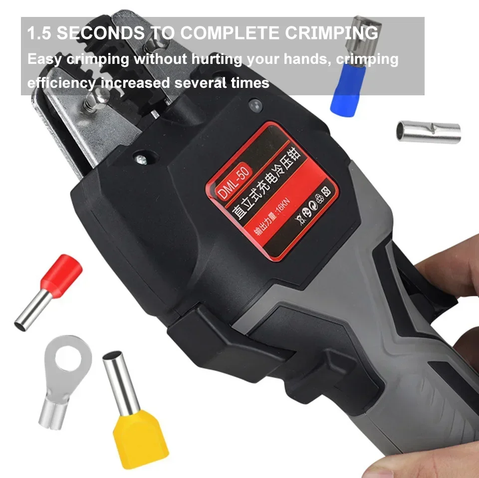 Alicate hidráulico portátil sem fio 16kn, crimpador de fio hidráulico elétrico com luz led e moldes, ferramenta de friso terminal