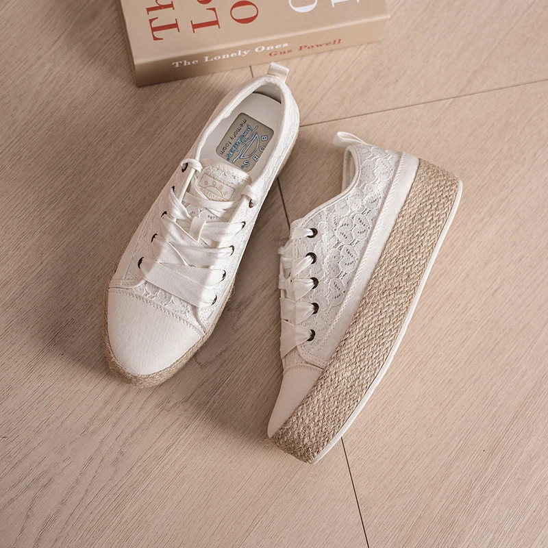 Skechers Women's Sports Shoes Bobs Sesame Breathable and Comfortable Lace Canvas Shoes Thick-Soled Casual Shoes 114008-Ofwt