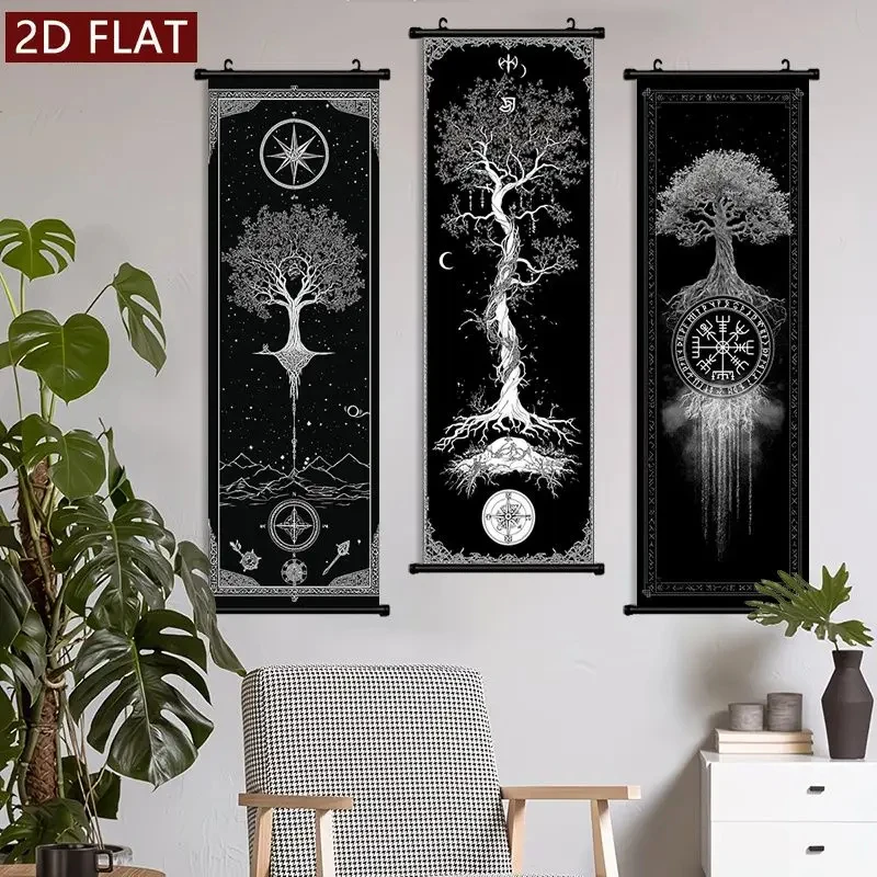 VIKAMA Viking Tree of Life Wall Scroll, 3 Designs, Wall Decor for Bedroom Living Room Dorm