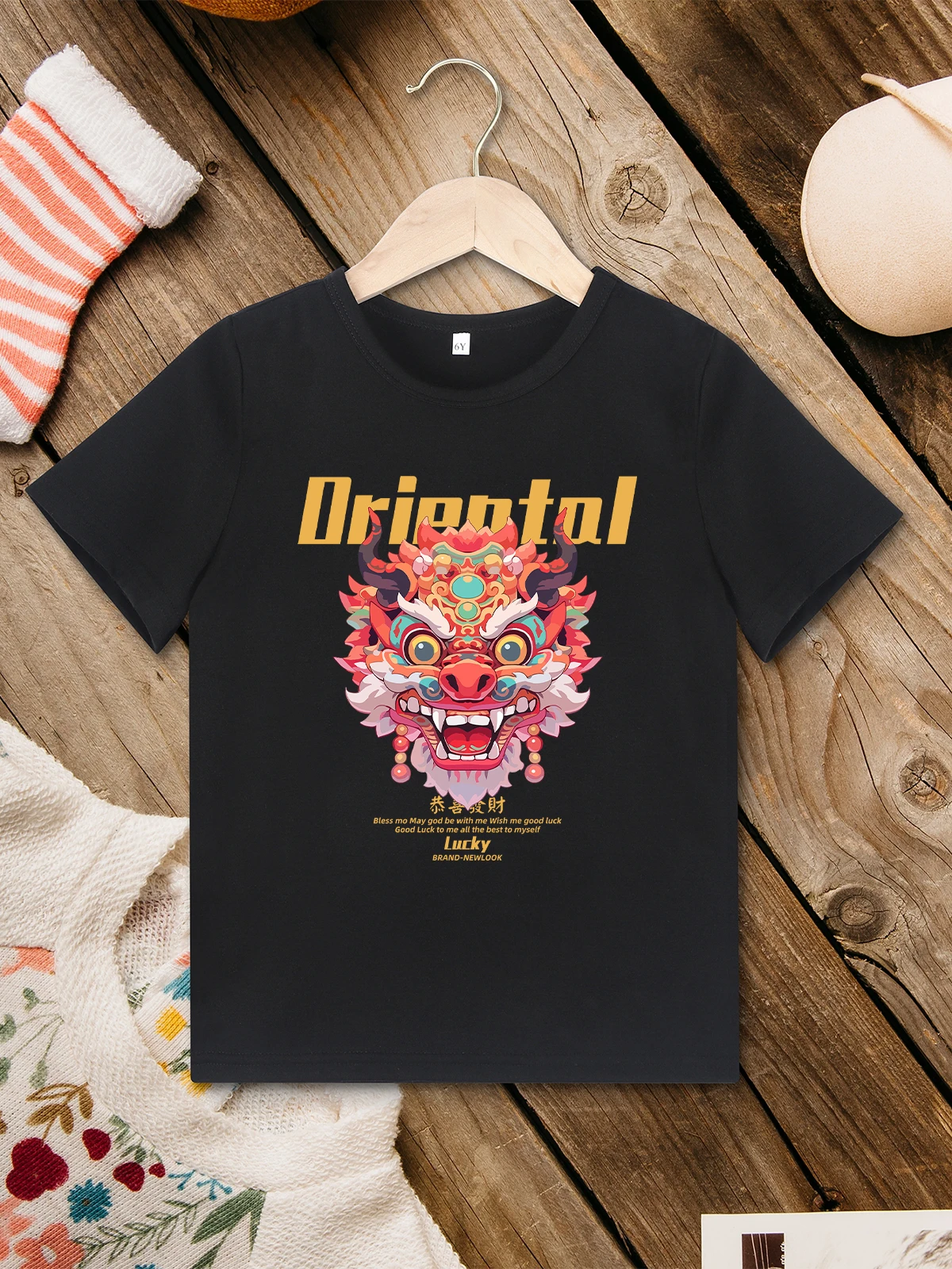 Chinese Style Oriental Dragon Printed T-shirts Black Stylish Cool Boys Clothes for Children 3 to 7 Years Kids T Shirt Dropship