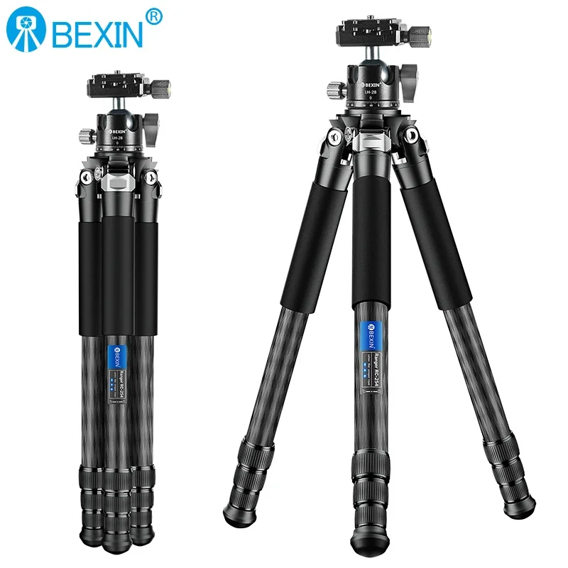 

RC254C Professional 10 Layers Carbon Fiber Tripod for DSLR Camera Heavy Duty 40mm Low Profile Ball Head Compact Structure148cm