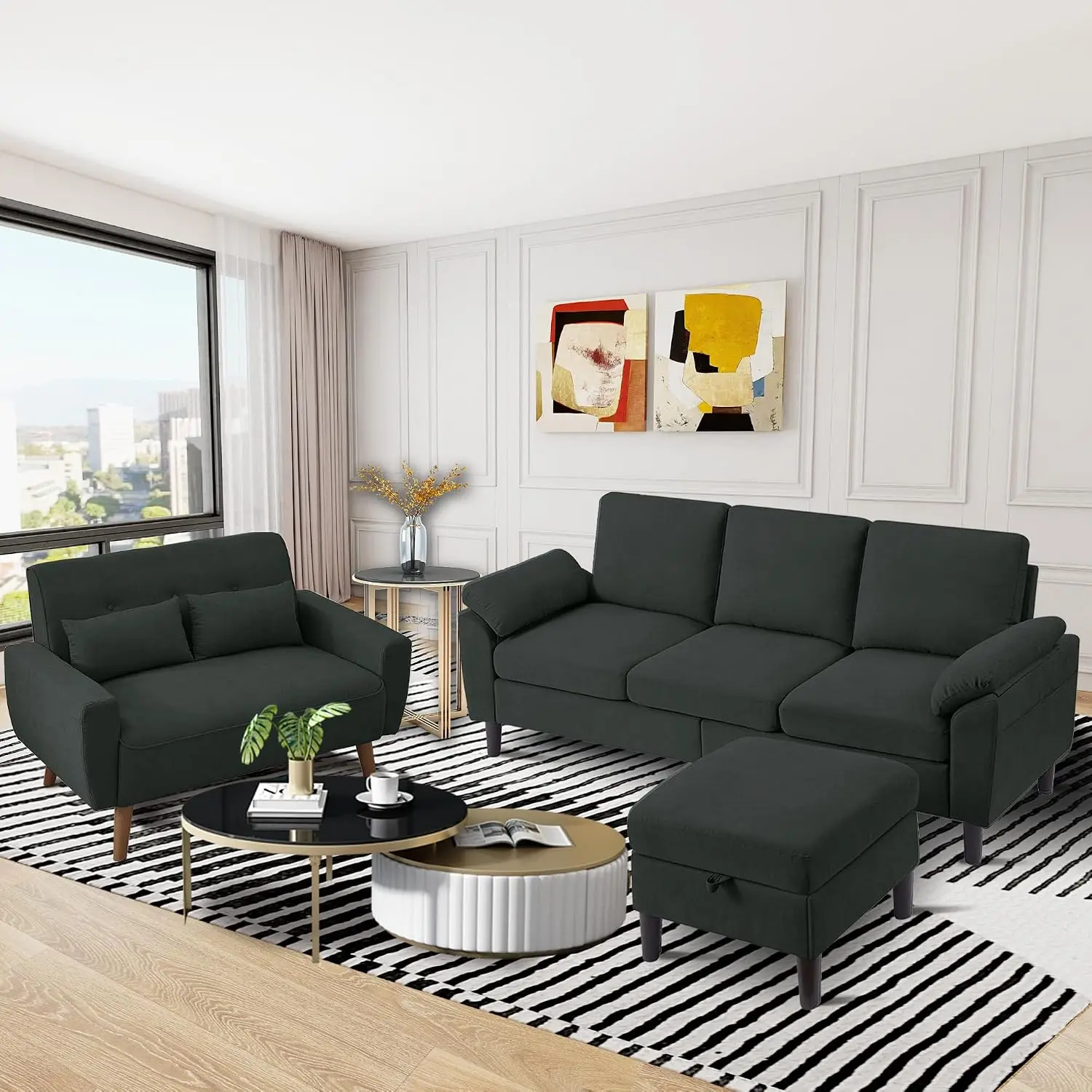 L Shaped Sectional Sofa Set 80