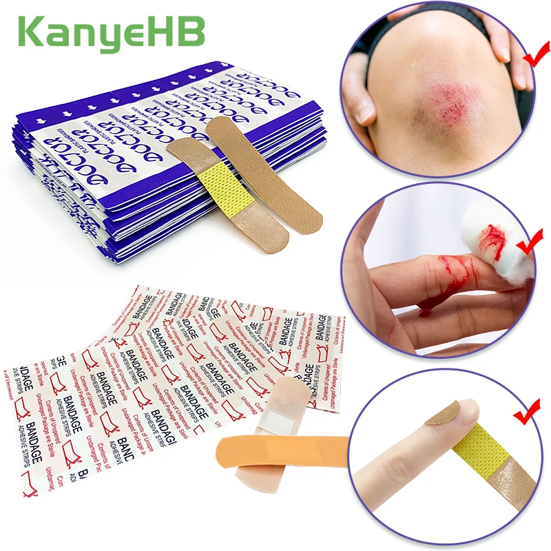 

2Type Breathable First Aid Bandage Waterproof Band-aid Medical Sterile Hemostasis Stickers Wound Bacteriostasis Care 100pc/lot