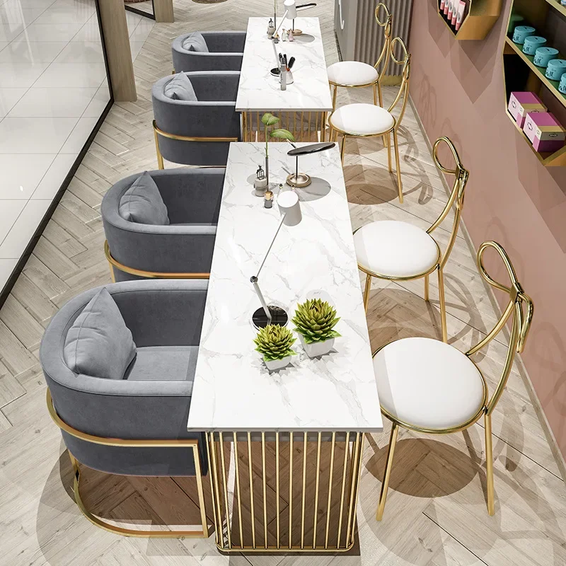 

Simple Golden Salon Manicure Nail Desk Manicure Table Desk Aesthetic Salon Furniture Tavolo Per Manicure Professionale Ongle