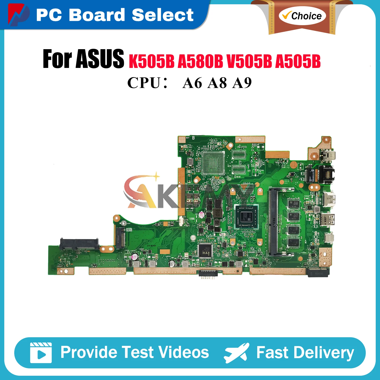 

X505BA Материнская плата для ноутбука ASUS VivoBook X505BP A505B X505BA X505B K505B V505B A580B Материнская плата для ноутбука с процессором A6 A8 A9 stk