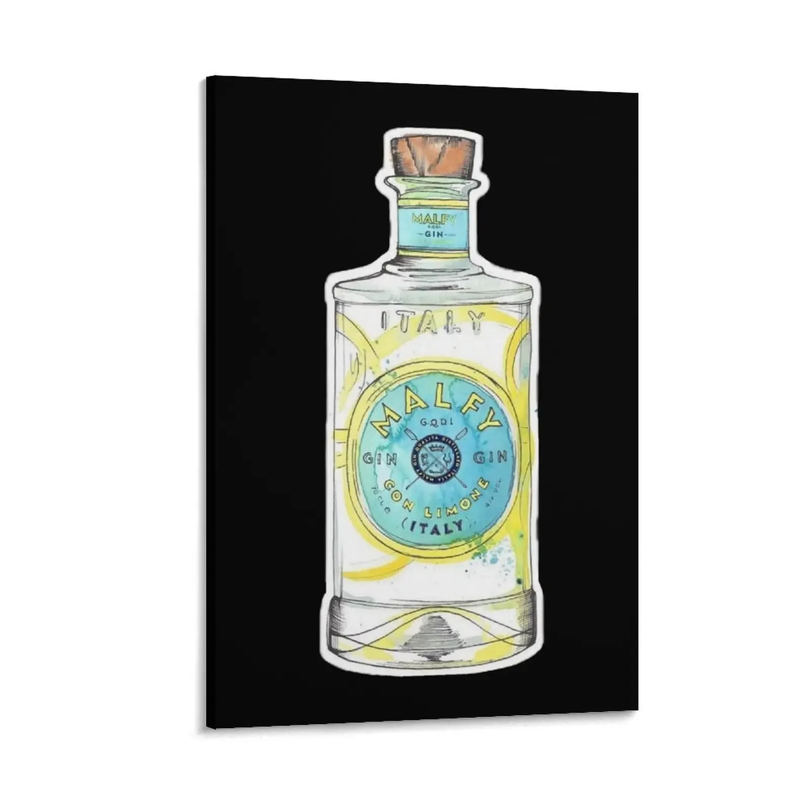 Gin Malfy Ilustration watercolor Canvas Painting Wall posters cute room decor