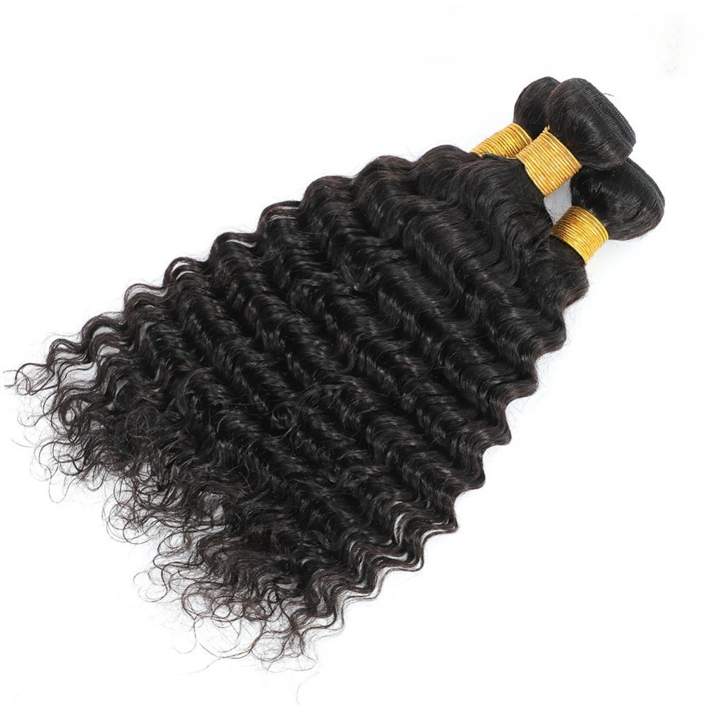 Tiefwelliges Echthaar-Bündel/1 Stück, natürliche Farbe, doppelt gewebte Haarverlängerungen für Frauen, anfängerfreundlich, natürlicher, schützender Stil ﻿ – Detail 5