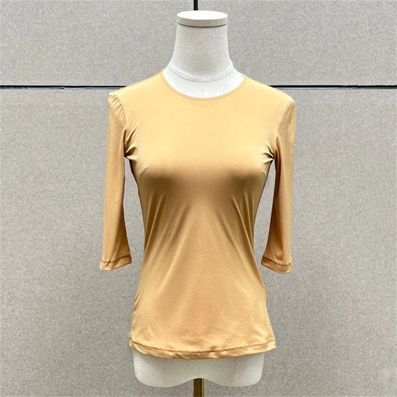 

Women's t-shirt New elastic slim fit short sleeved top for summer 2026 Casual versatile round neck pullover y2k tops for women