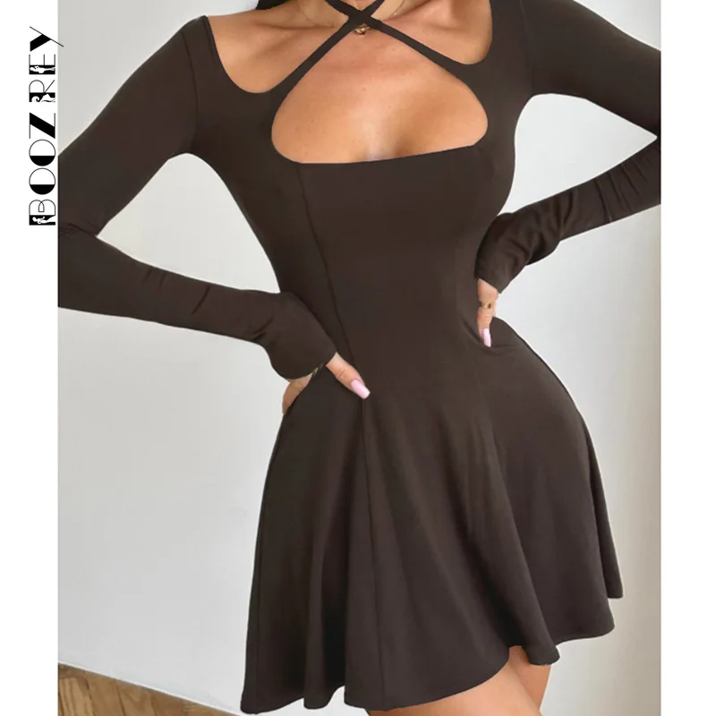 Boozrey Damen träger losen Gürtel Halfter Langarm Slin Fit Bodycon Mini kleider Damen Sommer Split Party Kleider Cocktail Clubwear