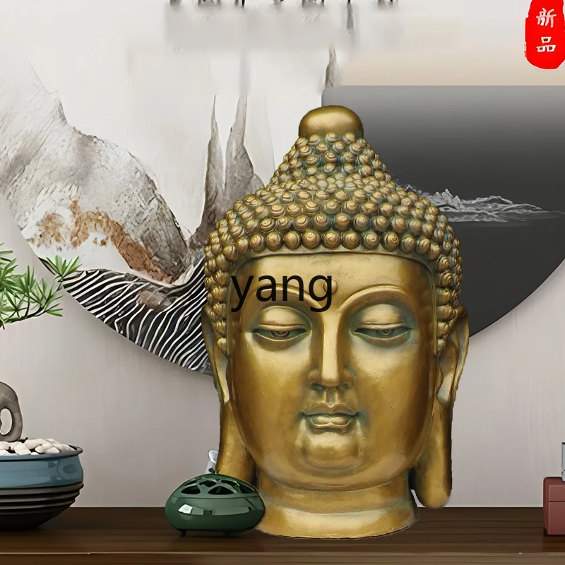 LMM， New Chinese Zen Home Decoration Ornament Buddha Head Entrance Living Room Corridor Lucky Feng Shui Ornament
