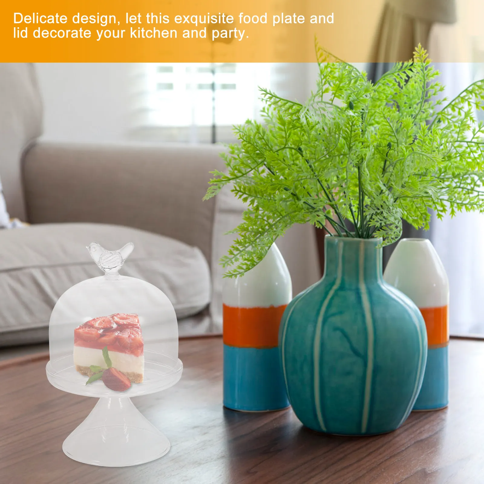 

Glass Cake Stand Dome Transparent Cover Dessert Serving Tray Cake Plate Party Display Candy Holder Dessert Serving Tray